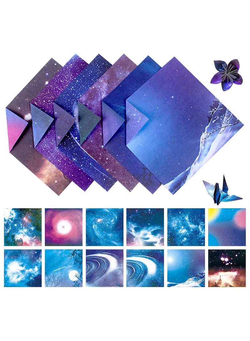 150 Sheets Origami Paper Colored Double Sided Printed Scrapbook Paper Square Galaxy Outer Space Starry Easy Folding Kindergarten Handmade Art Craft Star Paper 7.87x7.87 inch - Image 1